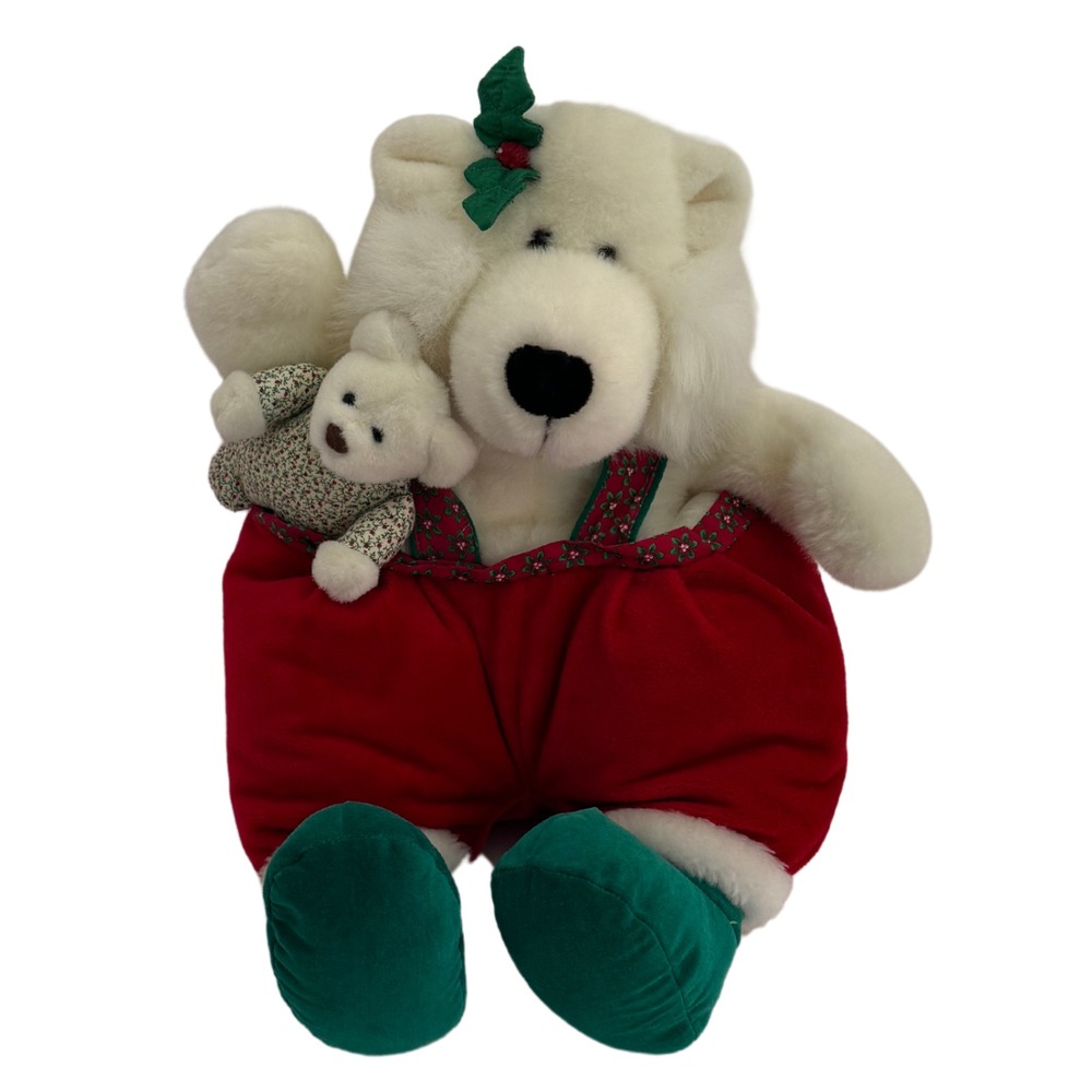 Vintage Mom with Baby Plush 1992 Commonwealth Stuffed Christmas Teddy Bear